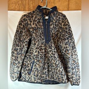 Time & Tru Women’s animal print pull over 3/4 zippered jacket with pockets XL